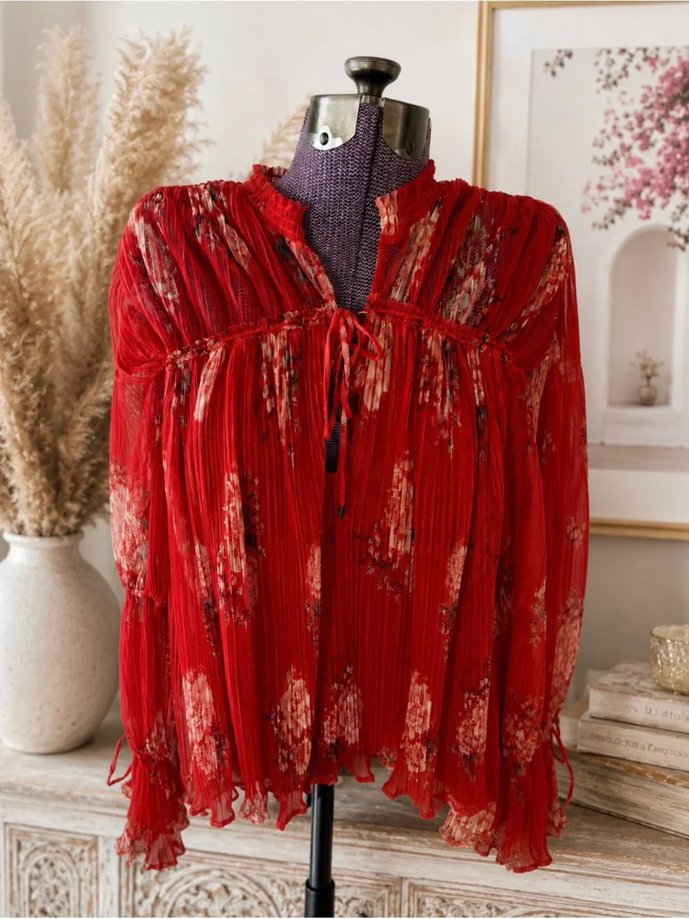 Free People Dahlia Bell Sleeve Printed Tunic S